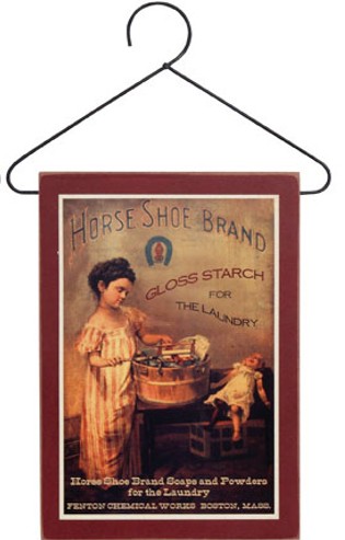(image for) Hanging Wood Laundry Sign - Horse Shoe Brand
